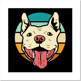 American Pitbull Wall Art - Retro Classic Pitbull Terrier by Cup Of Tee